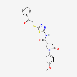 1-(4-methoxyphenyl)-5-oxidanylidene-N-(5-phenacylsulfanyl-1,3,4-thiadiazol-2-yl)pyrrolidine-3-carboxamide