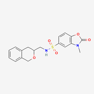 molecular formula C18H18N2O5S B2634603 N-(isochroman-3-ylmethyl)-3-methyl-2-oxo-2,3-dihydrobenzo[d]oxazole-5-sulfonamide CAS No. 2034475-15-3