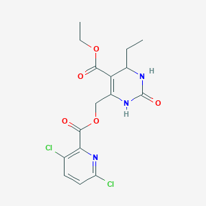 molecular formula C16H17Cl2N3O5 B2634606 Ethyl 6-[(3,6-dichloropyridine-2-carbonyloxy)methyl]-4-ethyl-2-oxo-1,2,3,4-tetrahydropyrimidine-5-carboxylate CAS No. 923818-79-5
