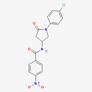 molecular formula C17H14ClN3O4 B2634613 N-(1-(4-chlorophenyl)-5-oxopyrrolidin-3-yl)-4-nitrobenzamide CAS No. 896300-51-9