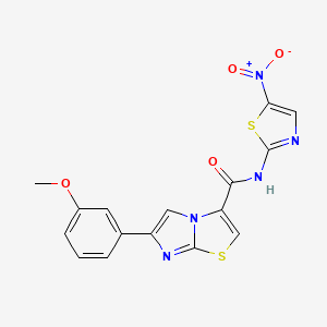 molecular formula C16H11N5O4S2 B2634630 6-(3-methoxyphenyl)-N-(5-nitrothiazol-2-yl)imidazo[2,1-b]thiazole-3-carboxamide CAS No. 1021260-32-1