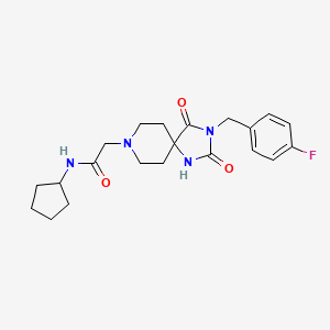 molecular formula C21H27FN4O3 B2634632 N-cyclopentyl-2-(3-(4-fluorobenzyl)-2,4-dioxo-1,3,8-triazaspiro[4.5]decan-8-yl)acetamide CAS No. 942006-38-4