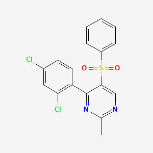 molecular formula C17H12Cl2N2O2S B2634633 4-(2,4-二氯苯基)-2-甲基-5-(苯磺酰基)嘧啶 CAS No. 339107-88-9