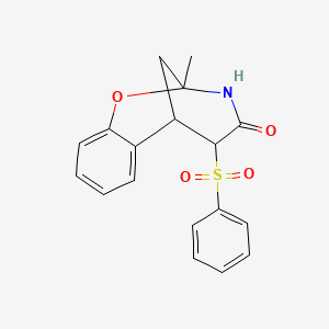 molecular formula C18H17NO4S B2634650 12-(Benzenesulfonyl)-9-methyl-8-oxa-10-azatricyclo[7.3.1.0^{2,7}]trideca-2,4,6-trien-11-one CAS No. 1007928-70-2