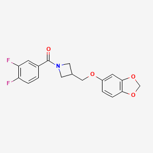 molecular formula C18H15F2NO4 B2634668 (3-((Benzo[d][1,3]dioxol-5-yloxy)methyl)azetidin-1-yl)(3,4-difluorophenyl)methanone CAS No. 2034319-08-7
