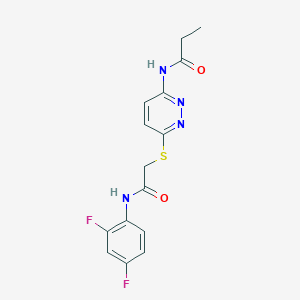 molecular formula C15H14F2N4O2S B2634672 N-(6-((2-((2,4-difluorophenyl)amino)-2-oxoethyl)thio)pyridazin-3-yl)propionamide CAS No. 1021061-20-0