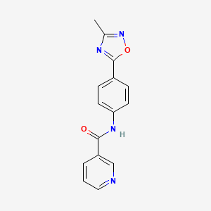 molecular formula C15H12N4O2 B2634677 N-(4-(3-methyl-1,2,4-oxadiazol-5-yl)phenyl)nicotinamide CAS No. 1226440-15-8