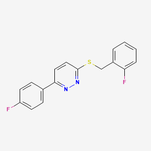 molecular formula C17H12F2N2S B2634678 3-((2-Fluorobenzyl)thio)-6-(4-fluorophenyl)pyridazine CAS No. 872695-02-8