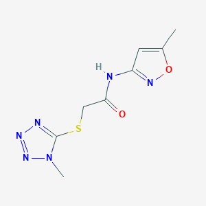 molecular formula C8H10N6O2S B263468 N-(5-methyl-3-isoxazolyl)-2-[(1-methyl-1H-tetraazol-5-yl)sulfanyl]acetamide 