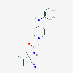 molecular formula C20H30N4O B2634686 N-(1-cyano-1,2-dimethylpropyl)-2-{4-[(2-methylphenyl)amino]piperidin-1-yl}acetamide CAS No. 1258656-99-3