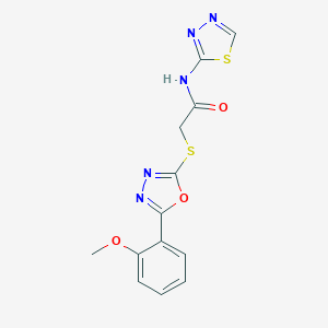molecular formula C13H11N5O3S2 B263469 2-{[5-(2-methoxyphenyl)-1,3,4-oxadiazol-2-yl]sulfanyl}-N-(1,3,4-thiadiazol-2-yl)acetamide 