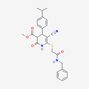 Methyl 6-((2-(benzylamino)-2-oxoethyl)thio)-5-cyano-4-(4-isopropylphenyl)-2-oxo-1,2,3,4-tetrahydropyridine-3-carboxylate