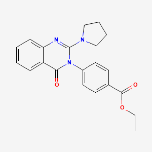 molecular formula C21H21N3O3 B2634722 ethyl 4-(4-oxo-2-pyrrolidin-1-ylquinazolin-3(4H)-yl)benzoate CAS No. 1111053-15-6