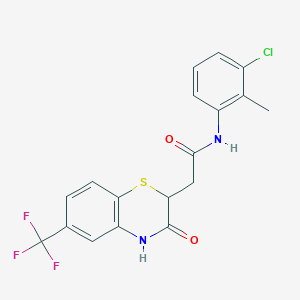 molecular formula C18H14ClF3N2O2S B2634725 N-(3-氯-2-甲基苯基)-2-[3-氧代-6-(三氟甲基)-3,4-二氢-2H-1,4-苯并噻嗪-2-基]乙酰胺 CAS No. 1105243-96-6