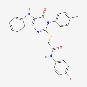 N-(4-fluorophenyl)-2-[[3-(4-methylphenyl)-4-oxo-5H-pyrimido[5,4-b]indol-2-yl]sulfanyl]acetamide