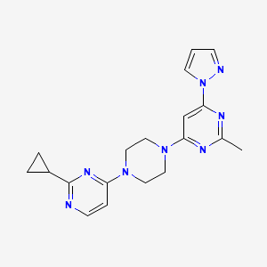 4-[4-(2-cyclopropylpyrimidin-4-yl)piperazin-1-yl]-2-methyl-6-(1H-pyrazol-1-yl)pyrimidine