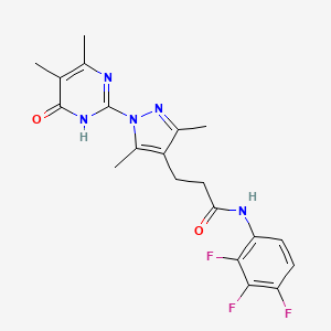 3-(1-(4,5-dimethyl-6-oxo-1,6-dihydropyrimidin-2-yl)-3,5-dimethyl-1H-pyrazol-4-yl)-N-(2,3,4-trifluorophenyl)propanamide