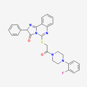 molecular formula C28H24FN5O2S B2634755 5-((2-(4-(2-fluorophenyl)piperazin-1-yl)-2-oxoethyl)thio)-2-phenylimidazo[1,2-c]quinazolin-3(2H)-one CAS No. 1173731-35-5