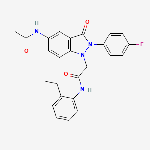 2-(5-acetamido-2-(4-fluorophenyl)-3-oxo-2,3-dihydro-1H-indazol-1-yl)-N-(2-ethylphenyl)acetamide
