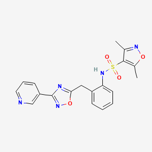 3,5-dimethyl-N-(2-((3-(pyridin-3-yl)-1,2,4-oxadiazol-5-yl)methyl)phenyl)isoxazole-4-sulfonamide