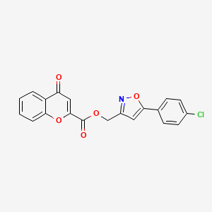 molecular formula C20H12ClNO5 B2634781 (5-(4-chlorophenyl)isoxazol-3-yl)methyl 4-oxo-4H-chromene-2-carboxylate CAS No. 946342-86-5