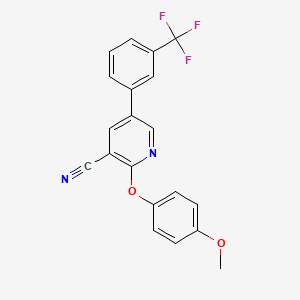 2-(4-Methoxyphenoxy)-5-[3-(trifluoromethyl)phenyl]pyridine-3-carbonitrile