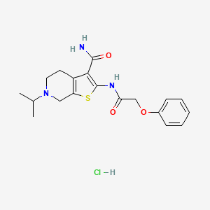 molecular formula C19H24ClN3O3S B2634789 6-Isopropyl-2-(2-phenoxyacetamido)-4,5,6,7-tetrahydrothieno[2,3-c]pyridine-3-carboxamide hydrochloride CAS No. 1215696-84-6
