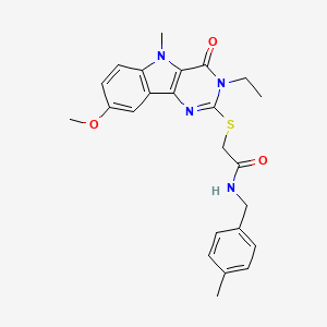 2-({3-ethyl-8-methoxy-5-methyl-4-oxo-3H,4H,5H-pyrimido[5,4-b]indol-2-yl}sulfanyl)-N-[(4-methylphenyl)methyl]acetamide
