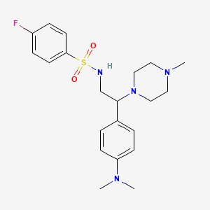 molecular formula C21H29FN4O2S B2634803 N-(2-(4-(dimethylamino)phenyl)-2-(4-methylpiperazin-1-yl)ethyl)-4-fluorobenzenesulfonamide CAS No. 932293-39-5