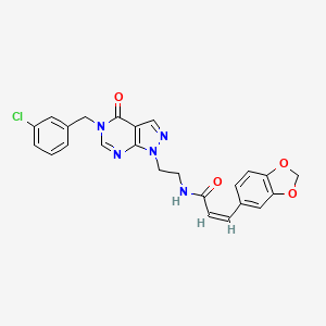 (Z)-3-(benzo[d][1,3]dioxol-5-yl)-N-(2-(5-(3-chlorobenzyl)-4-oxo-4,5-dihydro-1H-pyrazolo[3,4-d]pyrimidin-1-yl)ethyl)acrylamide