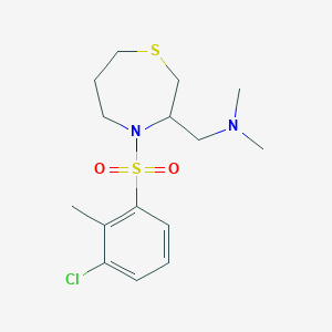 molecular formula C15H23ClN2O2S2 B2634823 1-(4-((3-chloro-2-methylphenyl)sulfonyl)-1,4-thiazepan-3-yl)-N,N-dimethylmethanamine CAS No. 1428355-15-0