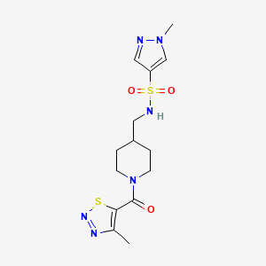 1-methyl-N-((1-(4-methyl-1,2,3-thiadiazole-5-carbonyl)piperidin-4-yl)methyl)-1H-pyrazole-4-sulfonamide
