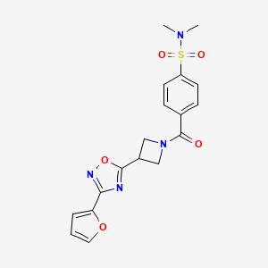 molecular formula C18H18N4O5S B2634828 4-(3-(3-(furan-2-yl)-1,2,4-oxadiazol-5-yl)azetidine-1-carbonyl)-N,N-dimethylbenzenesulfonamide CAS No. 1428379-91-2