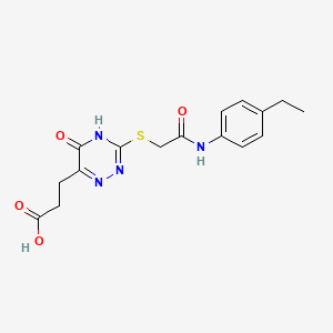 molecular formula C16H18N4O4S B2634854 3-[3-({2-[(4-Ethylphenyl)amino]-2-oxoethyl}sulfanyl)-5-hydroxy-1,2,4-triazin-6-yl]propanoic acid CAS No. 881433-46-1