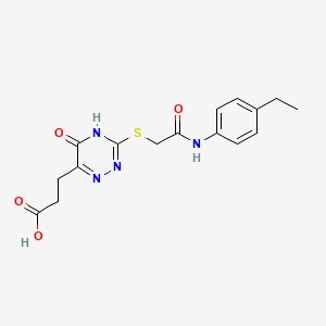 molecular formula C16H18N4O4S B2634854 3-[3-({2-[(4-乙基苯基)氨基]-2-氧代乙基}硫代)-5-羟基-1,2,4-三嗪-6-基]丙酸 CAS No. 881433-46-1