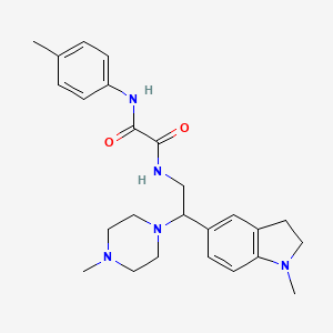 molecular formula C25H33N5O2 B2634860 N1-(2-(1-甲基吲哚啉-5-基)-2-(4-甲基哌嗪-1-基)乙基)-N2-(对甲苯基)草酰胺 CAS No. 921924-89-2