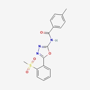 4-methyl-N-[5-(2-methylsulfonylphenyl)-1,3,4-oxadiazol-2-yl]benzamide