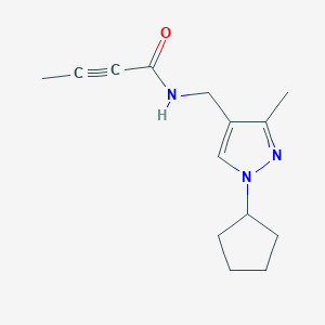 molecular formula C14H19N3O B2634873 N-[(1-Cyclopentyl-3-methylpyrazol-4-yl)methyl]but-2-ynamide CAS No. 2411242-72-1