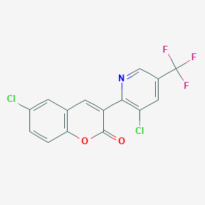 molecular formula C15H6Cl2F3NO2 B2634875 6-chloro-3-[3-chloro-5-(trifluoromethyl)pyridin-2-yl]-2H-chromen-2-one CAS No. 2060751-44-0