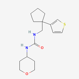 molecular formula C16H24N2O2S B2634876 1-(tetrahydro-2H-pyran-4-yl)-3-((1-(thiophen-3-yl)cyclopentyl)methyl)urea CAS No. 2034500-09-7