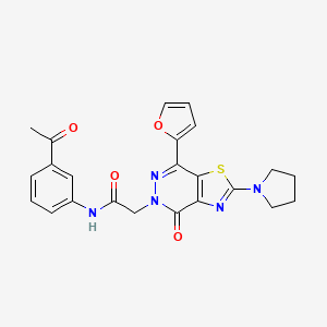 molecular formula C23H21N5O4S B2634879 N-(3-acetylphenyl)-2-(7-(furan-2-yl)-4-oxo-2-(pyrrolidin-1-yl)thiazolo[4,5-d]pyridazin-5(4H)-yl)acetamide CAS No. 1105240-78-5