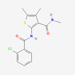 molecular formula C15H15ClN2O2S B2634902 2-(2-氯苯甲酰胺)-N,4,5-三甲基噻吩-3-甲酰胺 CAS No. 896301-81-8