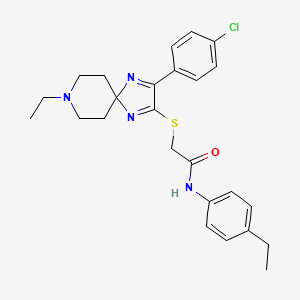 2-((3-(4-chlorophenyl)-8-ethyl-1,4,8-triazaspiro[4.5]deca-1,3-dien-2-yl)thio)-N-(4-ethylphenyl)acetamide