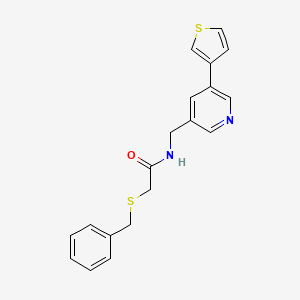 molecular formula C19H18N2OS2 B2634904 2-(benzylthio)-N-((5-(thiophen-3-yl)pyridin-3-yl)methyl)acetamide CAS No. 1795471-20-3