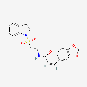 (Z)-3-(benzo[d][1,3]dioxol-5-yl)-N-(2-(indolin-1-ylsulfonyl)ethyl)acrylamide