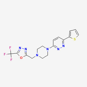 2-[[4-(6-Thiophen-2-ylpyridazin-3-yl)piperazin-1-yl]methyl]-5-(trifluoromethyl)-1,3,4-oxadiazole