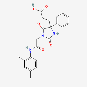 molecular formula C22H23N3O5 B2634914 3-(1-(2-((2,4-Dimethylphenyl)amino)-2-oxoethyl)-2,5-dioxo-4-phenylimidazolidin-4-yl)propanoic acid CAS No. 942034-11-9
