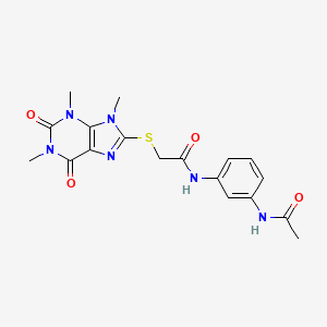 molecular formula C18H20N6O4S B2634915 N-(3-乙酰氨基苯基)-2-((1,3,9-三甲基-2,6-二氧代-2,3,6,9-四氢-1H-嘌呤-8-基)硫代)乙酰胺 CAS No. 897453-39-3