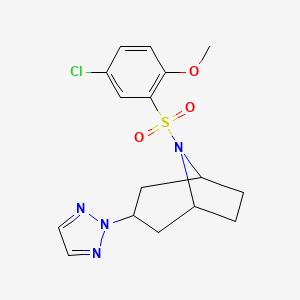 molecular formula C16H19ClN4O3S B2634935 (1R,5S)-8-((5-chloro-2-methoxyphenyl)sulfonyl)-3-(2H-1,2,3-triazol-2-yl)-8-azabicyclo[3.2.1]octane CAS No. 2109232-28-0