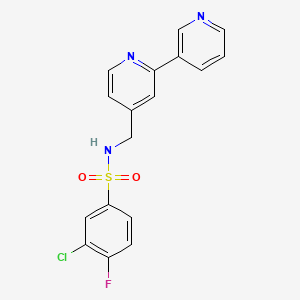 molecular formula C17H13ClFN3O2S B2634941 N-([2,3'-联吡啶]-4-基甲基)-3-氯-4-氟苯磺酰胺 CAS No. 2034440-78-1